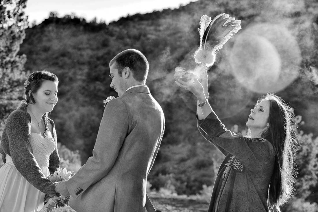 native american wedding ceremony with sage smudging in with Sterling Weddings of Sedona