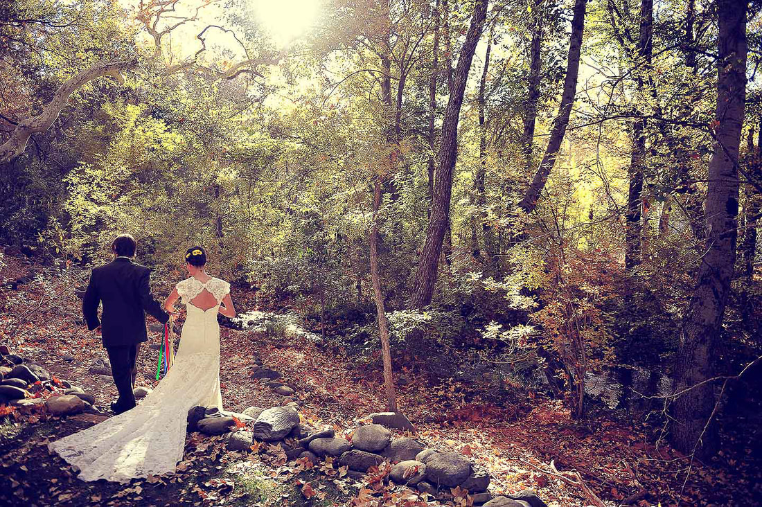 bride and groom natural portrait in oak creek wedding in Sedona, Arizona