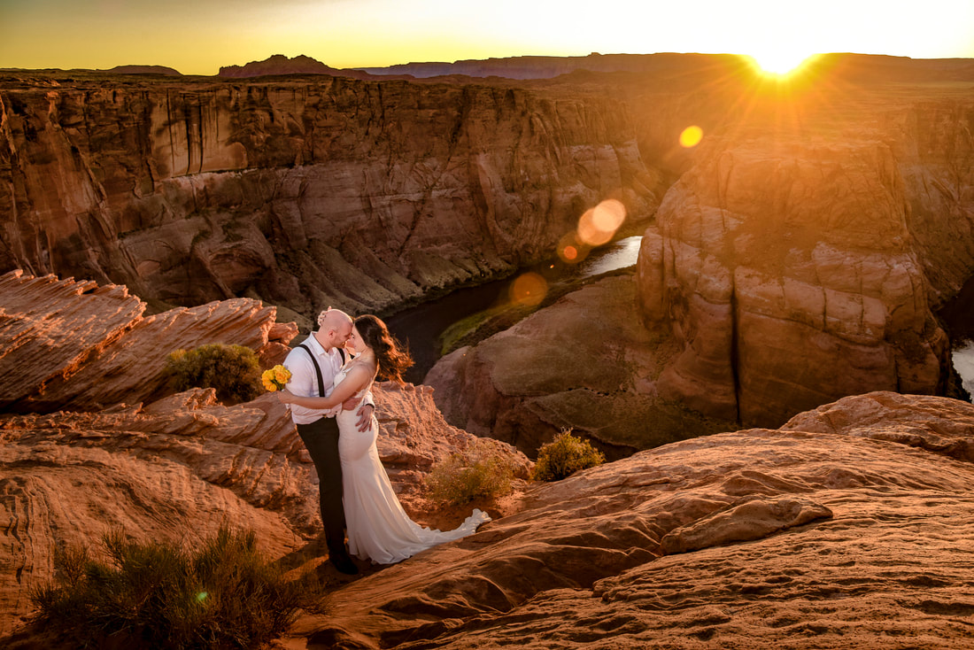 adventure elopement sexy couple at horseshoe bend sunset destination wedding