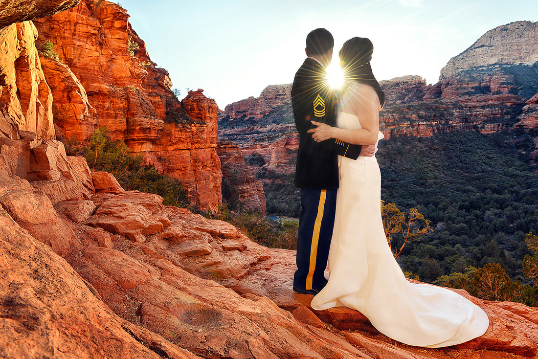 sedona elopement at enchantment resort on new years day sunset